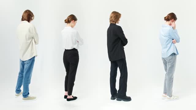 左右に揺れて考える男性と女性の後ろ姿の動画|無料の動画素材サイト「動画AC」