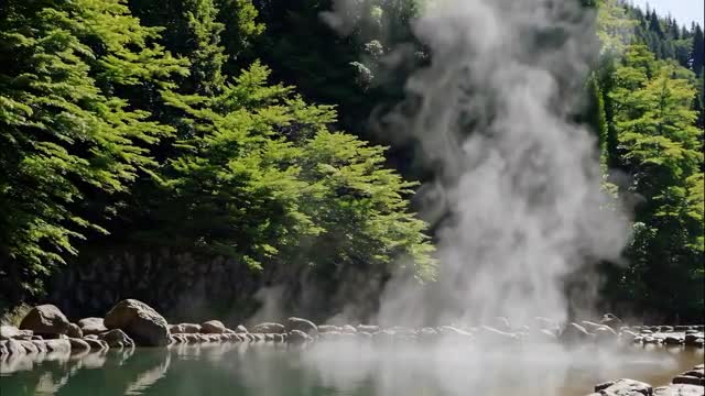 静寂に包まれた自然の中の癒しの湯の動画｜無料の動画素材サイト