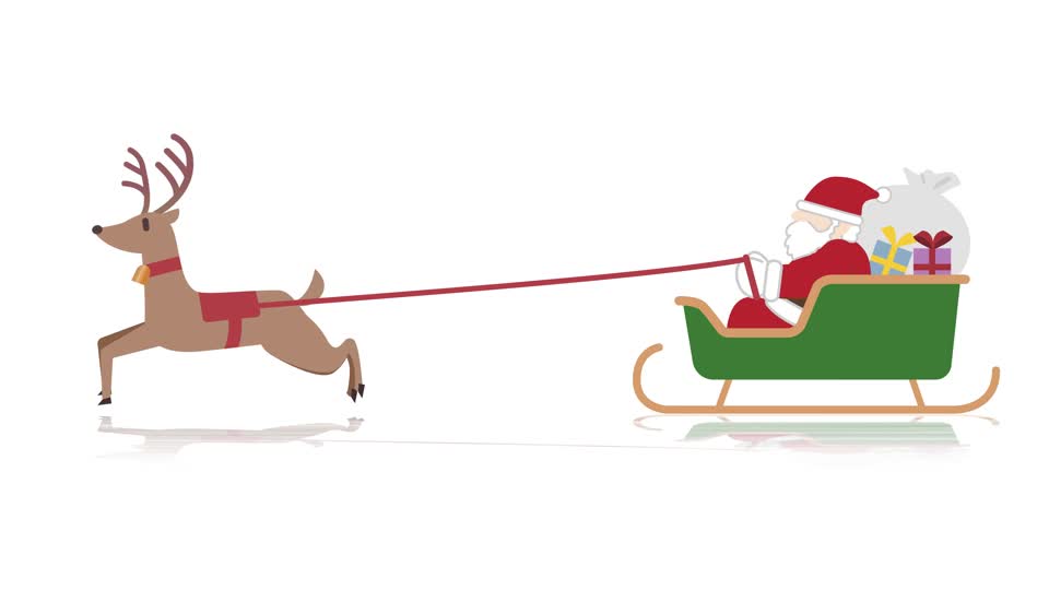 動くモチーフ サンタクロースとトナカイ クリスマス サンタクロースと