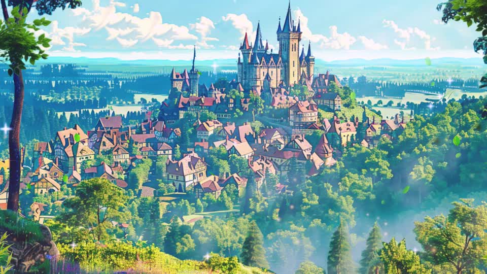 幻想的なお城と城下町の動画｜無料の動画素材サイト「動画AC」